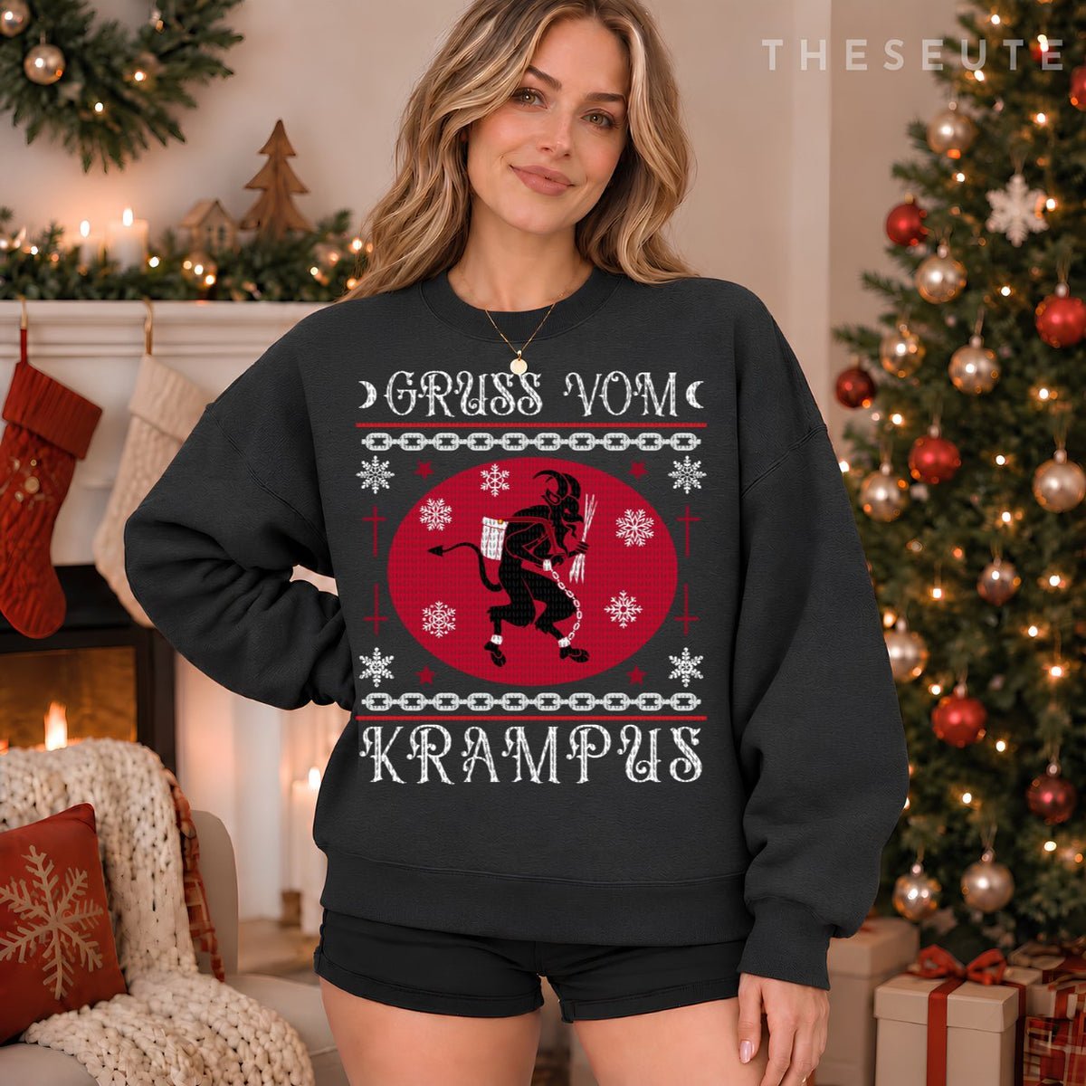 Gruss Vom Krampus. Goth Christmas Ugly Sweatshirt. Krampus Xmas Sweatshirt