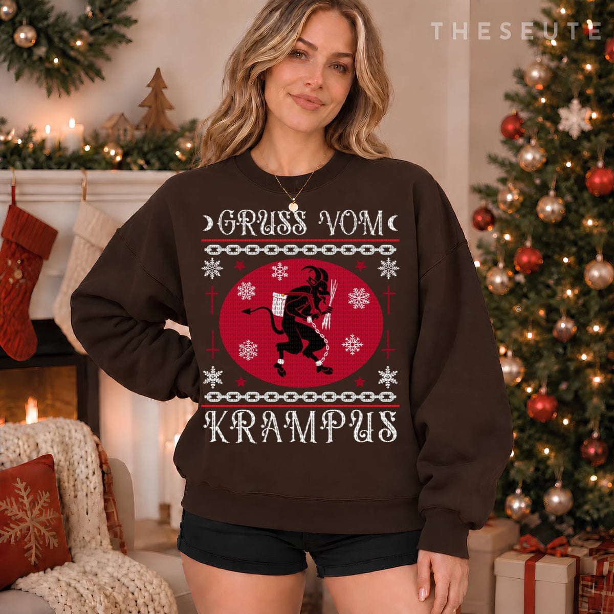Gruss Vom Krampus. Goth Christmas Ugly Sweatshirt. Krampus Xmas Sweatshirt