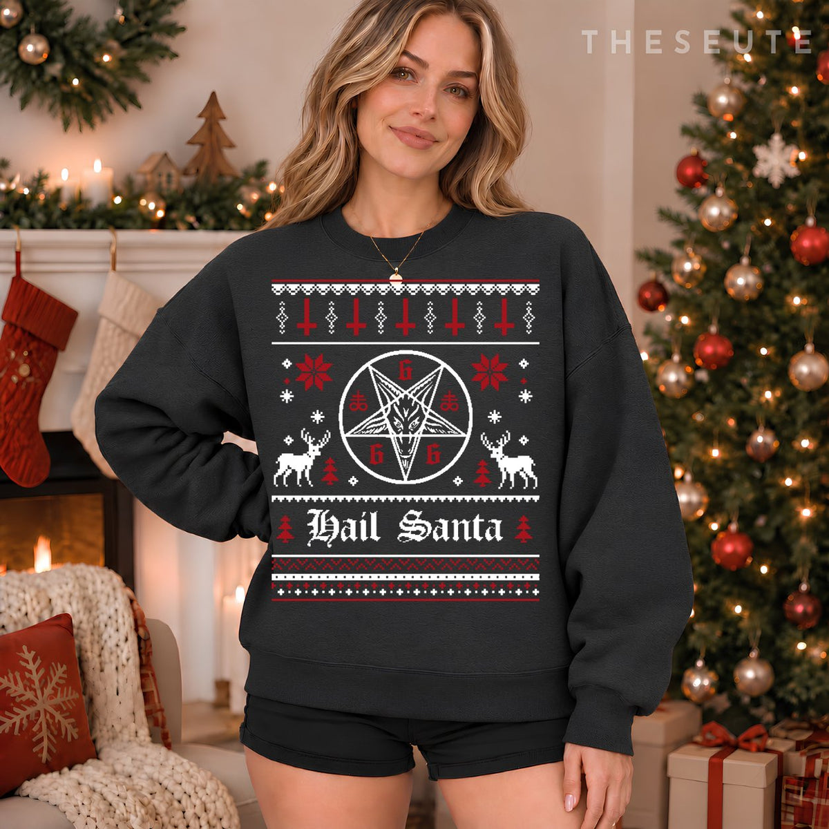 Hail Santa Ugly Christmas Sweatshirt - Sweatshirt