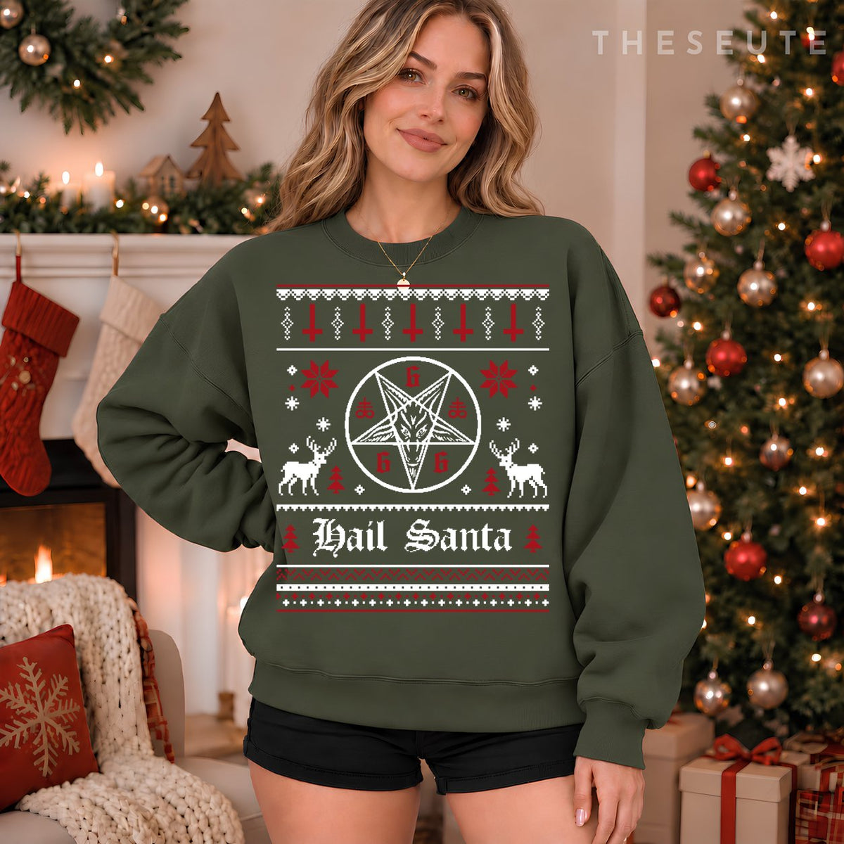 Hail Santa Ugly Christmas Sweatshirt - Sweatshirt