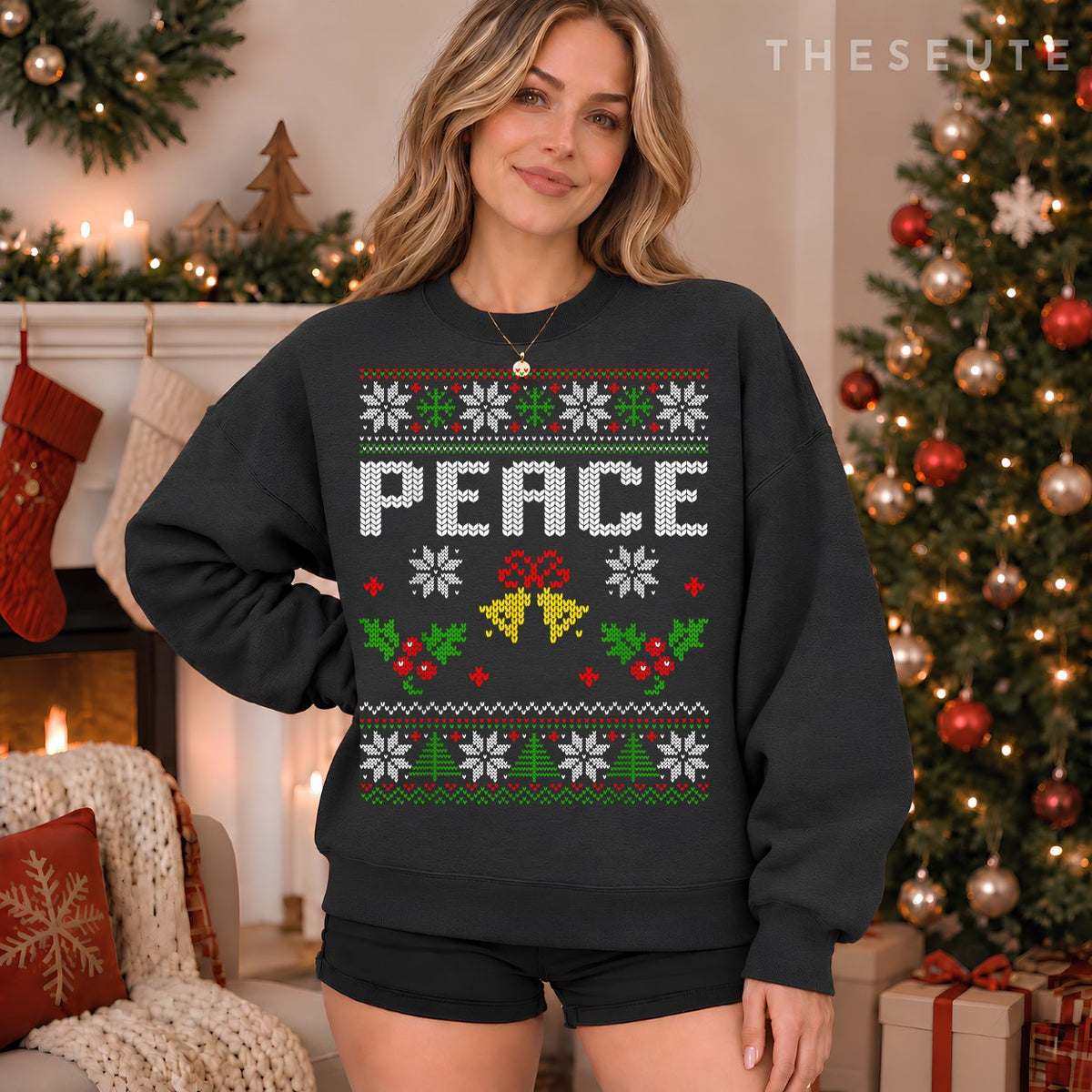 Peace I Come In Peace Couple Matching Ugly Christmas Sweatshirt
