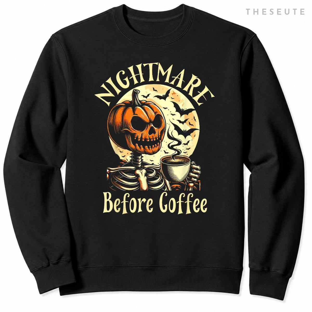 Nightmare Before Coffee Christmas Skeleton Funny Halloween Sweatshirt