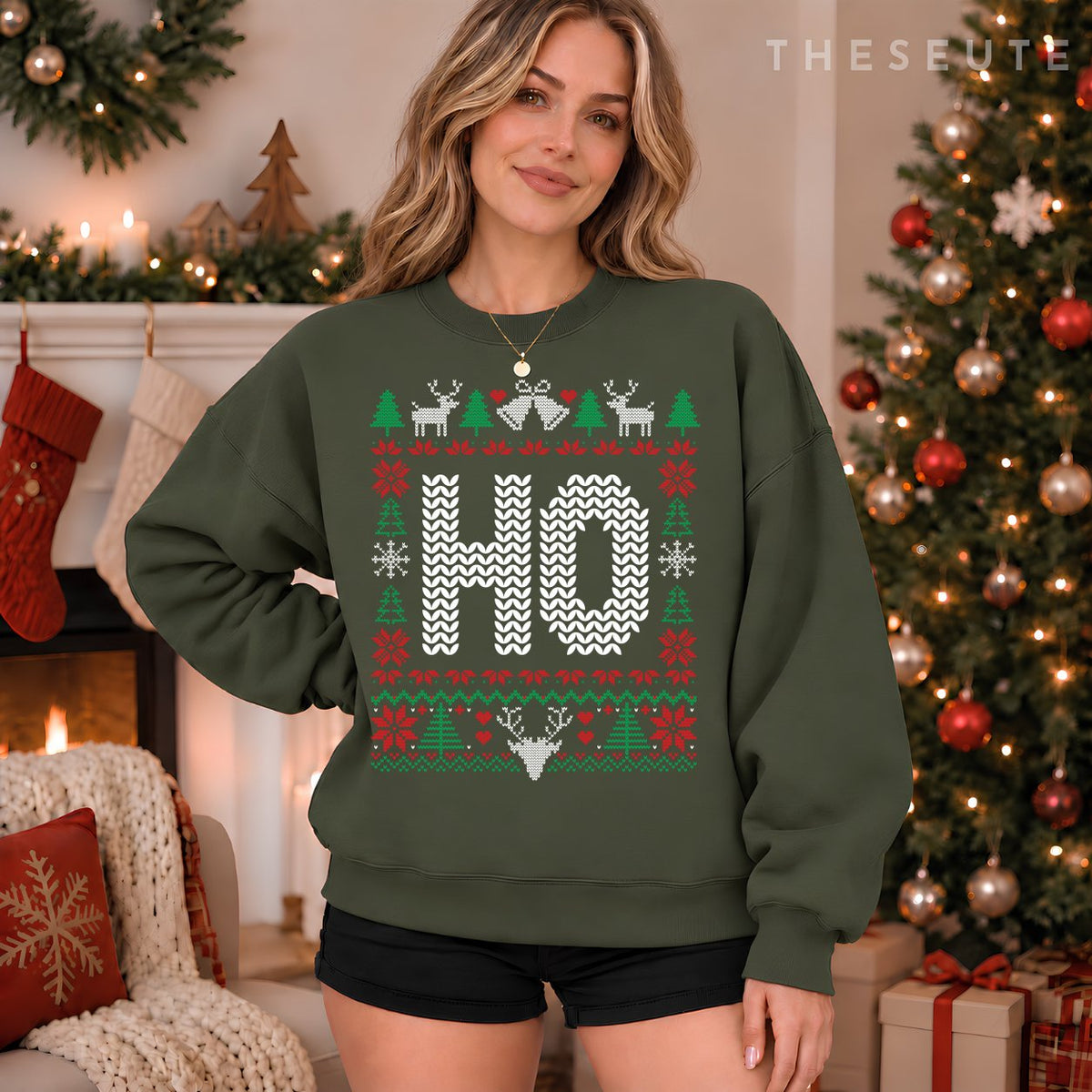 Where My Ho's At Ho Matching Couple Christmas Ugly Sweatshirt