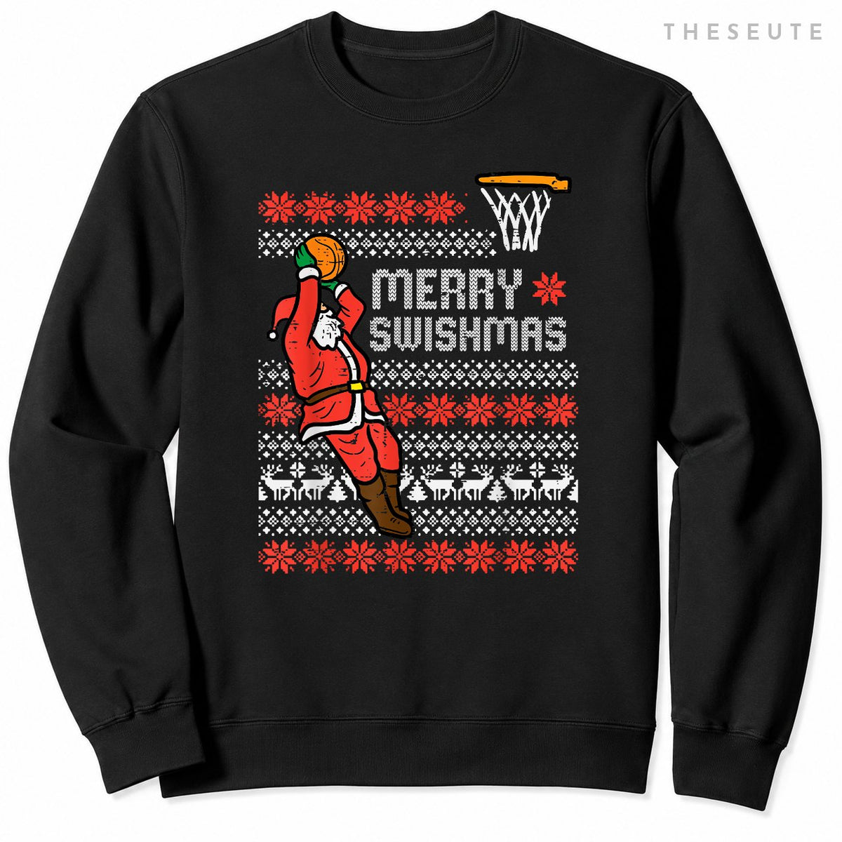 Merry Swishmas Basketball Ugly Christmas Xmas Men Boys Kids Sweatshirt