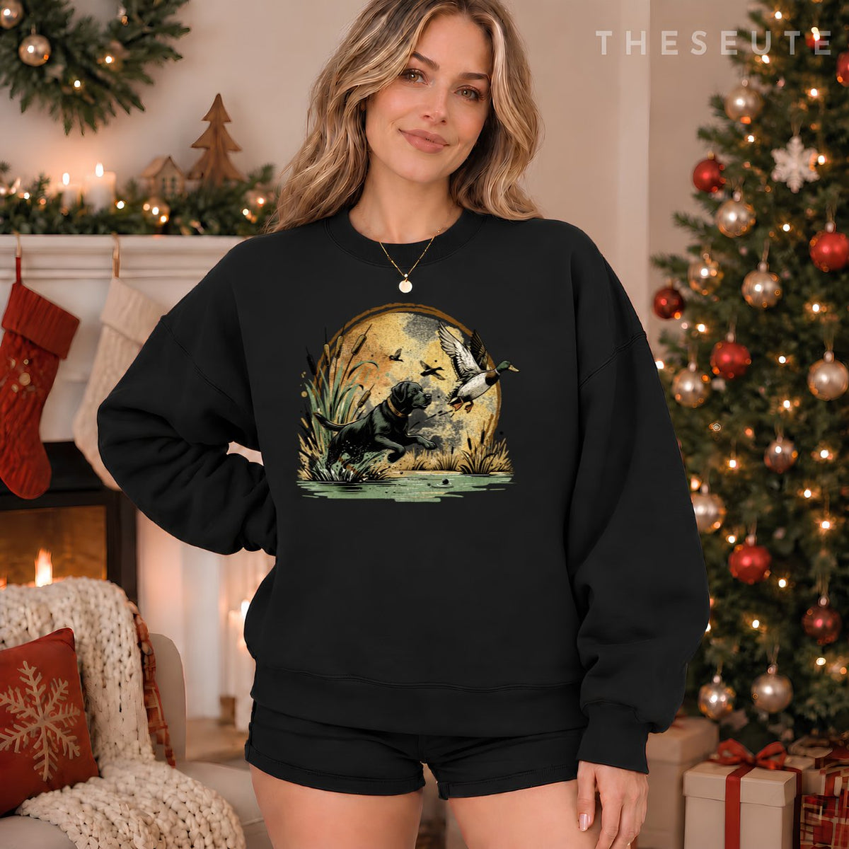 Black Lab Labrador Hunting Ducks Waterfowl Sweatshirt