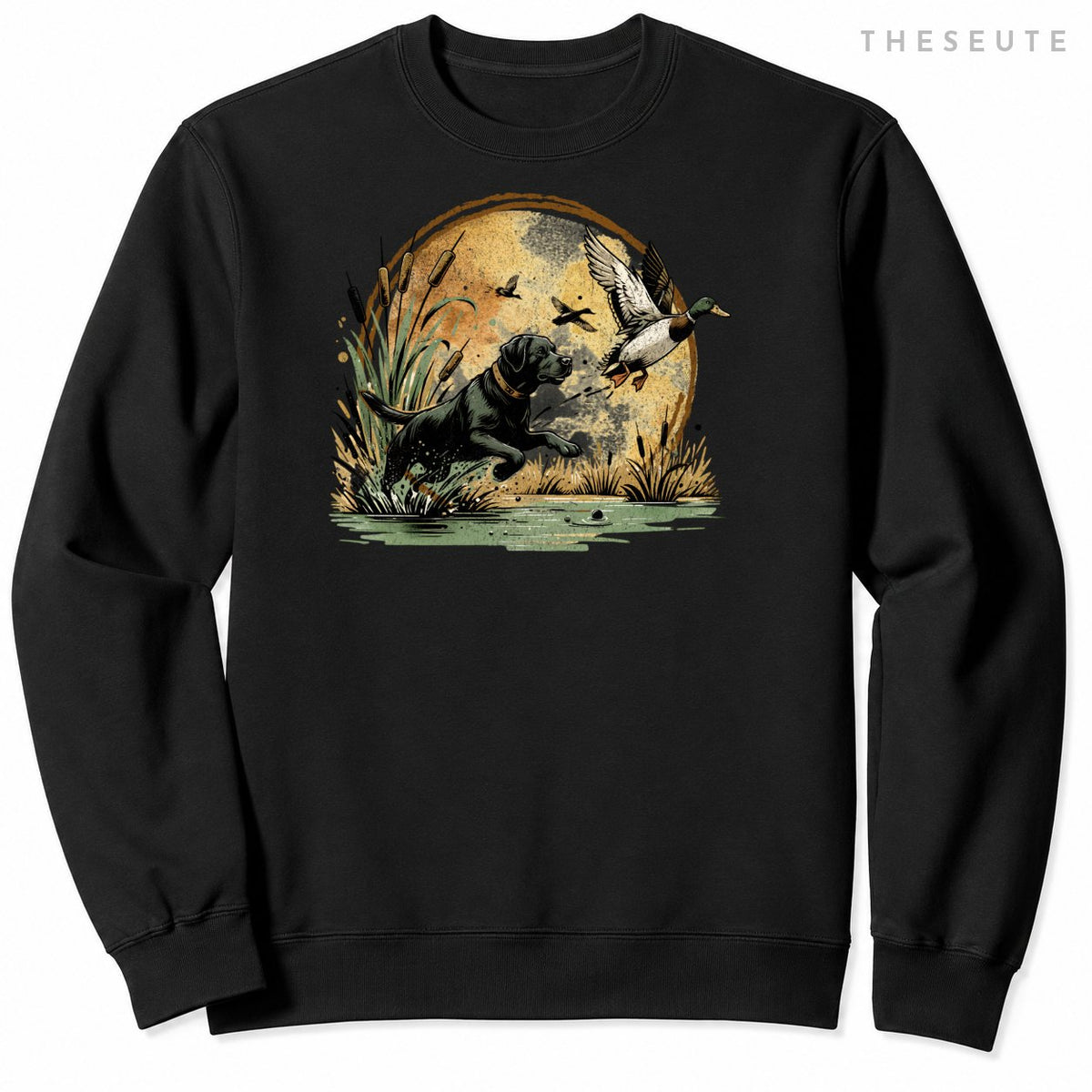 Black Lab Labrador Hunting Ducks Waterfowl Sweatshirt