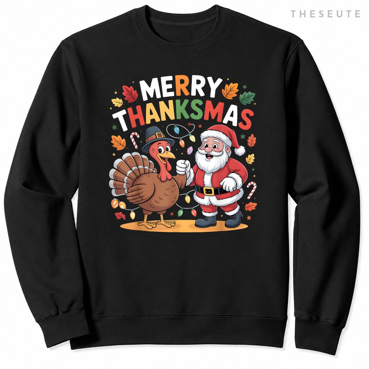 Merry Thanksmas Turkey Santa Thanksgiving Christmas Fall Sweatshirt