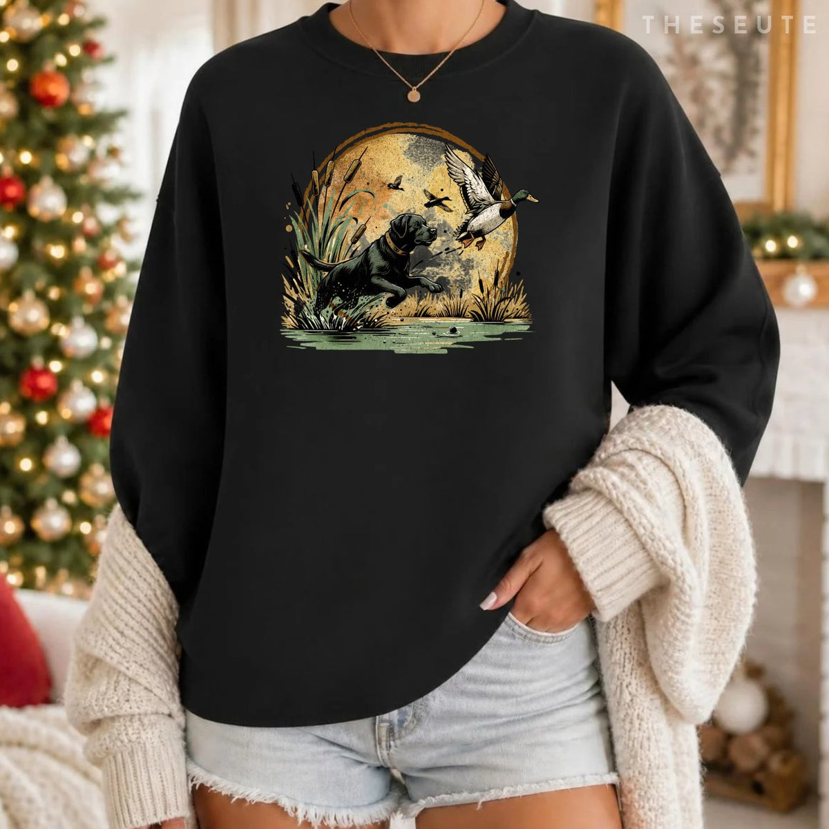 Black Lab Labrador Hunting Ducks Waterfowl Sweatshirt
