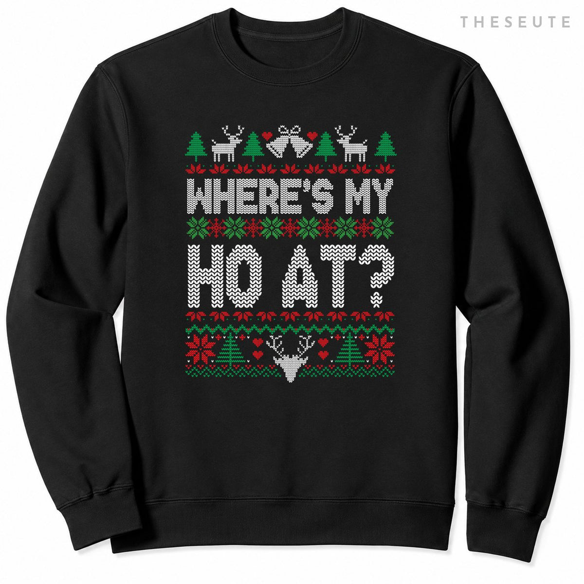Where My Ho's At Ho Matching Couple Christmas Ugly Sweatshirt