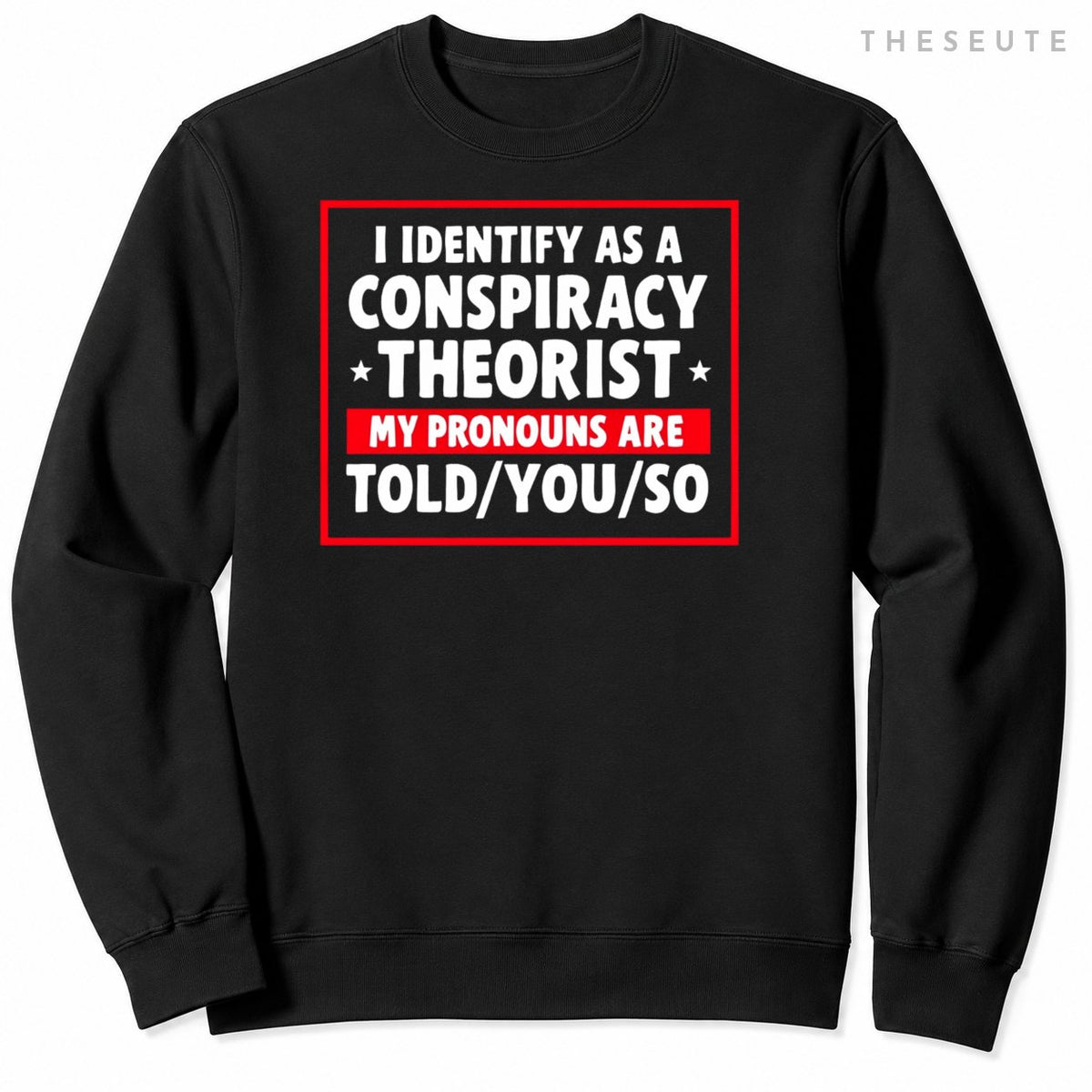 I Identify As A Conspiracy Theorist My Pronouns Are Told You Sweatshirt