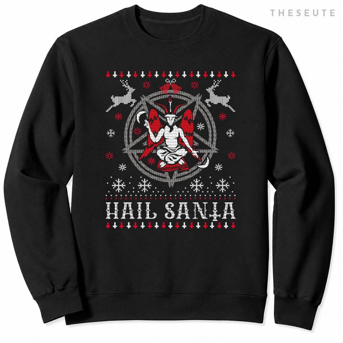Hail Santa Christmas Ugly Sweatshirt. Funny Satanic Satan Goth Sweatshirt