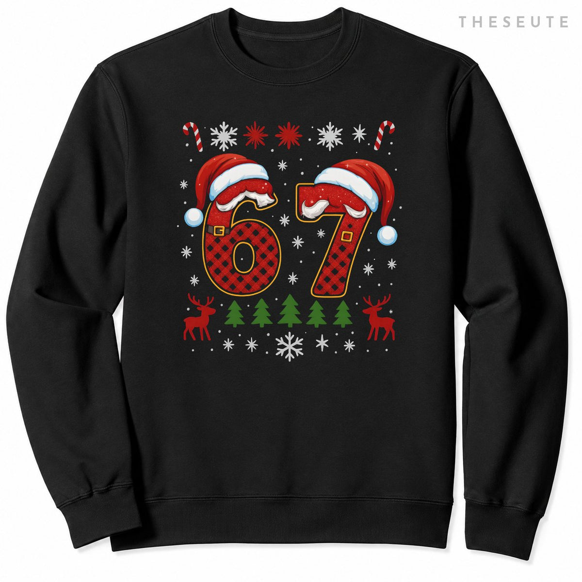 Funny 67 Six Seven Squad Meme Christmas Ugly Sweatshirt
