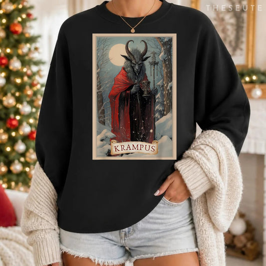 Merry Krampus Christmas Xmas Horror Ugly Sweatshirt Evil Pajama Sweatshirt
