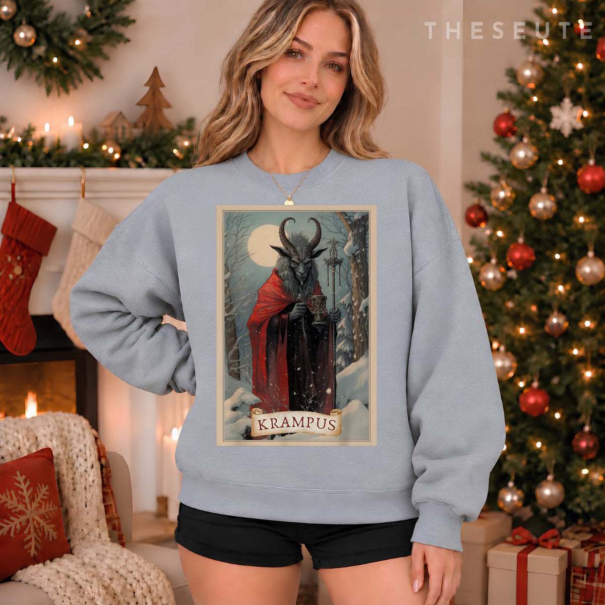 Merry Krampus Christmas Xmas Horror Ugly Sweatshirt Evil Pajama Sweatshirt