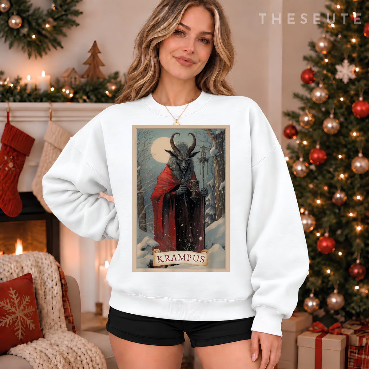 Merry Krampus Christmas Xmas Horror Ugly Sweatshirt Evil Pajama Sweatshirt