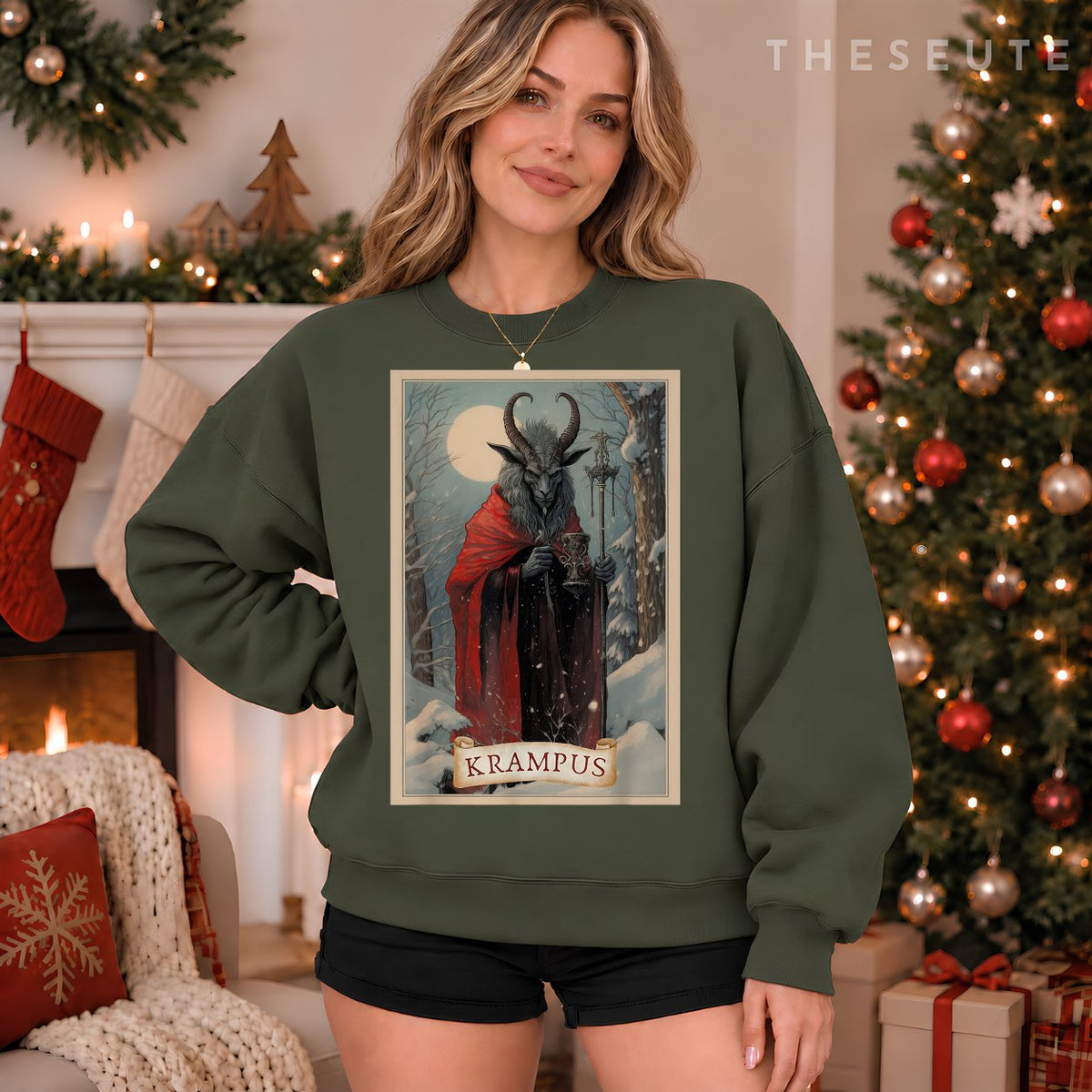Merry Krampus Christmas Xmas Horror Ugly Sweatshirt Evil Pajama Sweatshirt