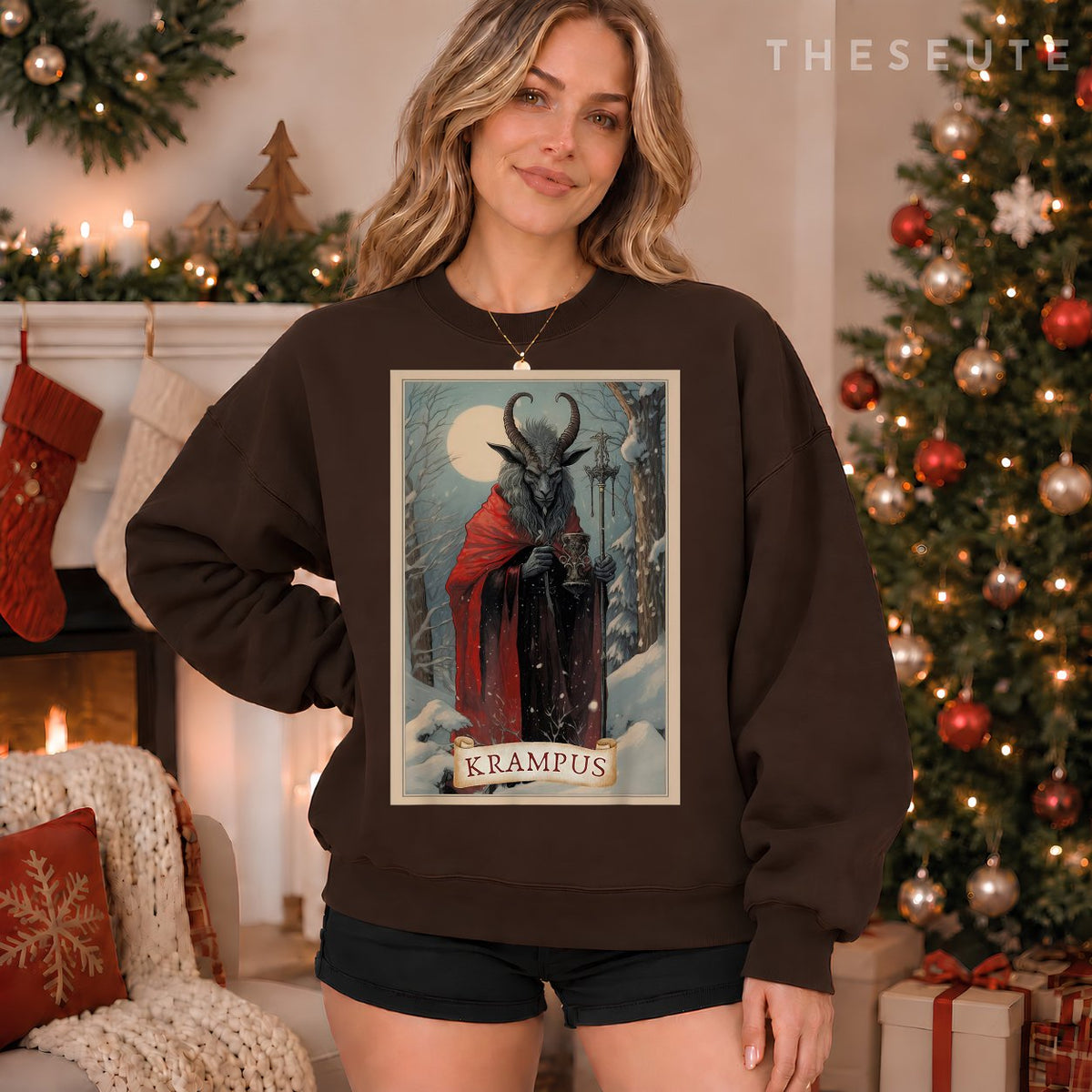 Merry Krampus Christmas Xmas Horror Ugly Sweatshirt Evil Pajama Sweatshirt