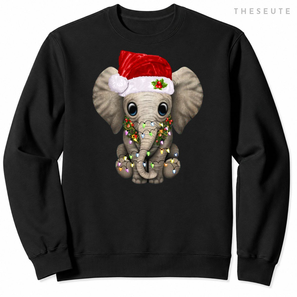 Cute Elephant Christmas Light Funny Elephant Lover Xmas Gift Sweatshirt