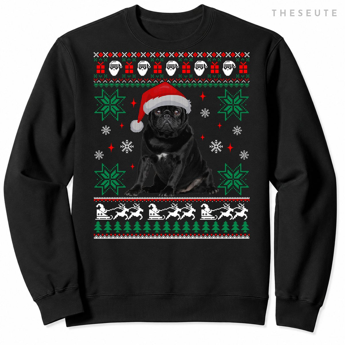 Funny Dog Black Pug Ugly Christmas Sweatshirt