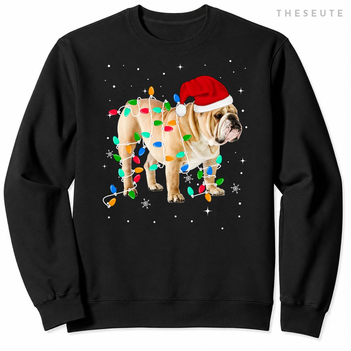 Funny English Bulldog Christmas Light Gifts Xmas Sweatshirt