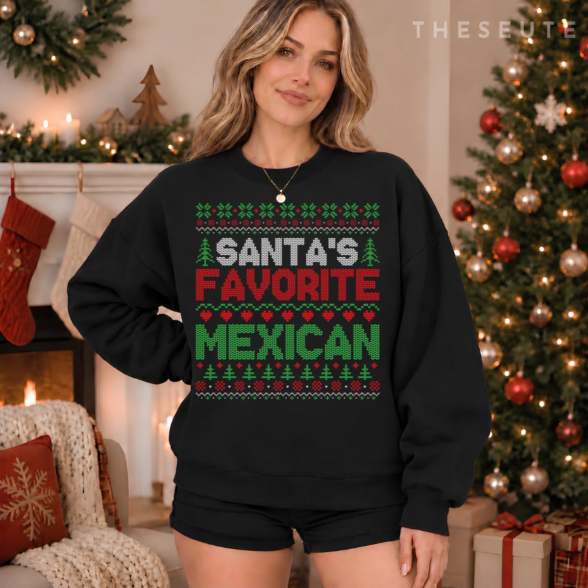 Xmas Santa's Favorite Mexican Funny Ugly Christmas Sweatshirt