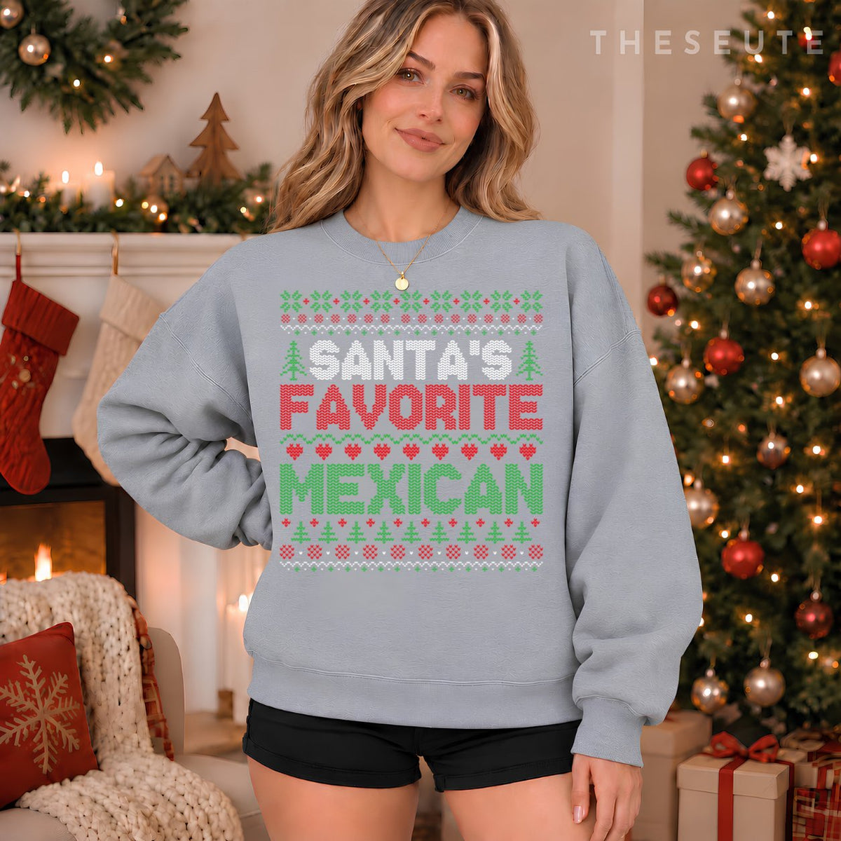 Xmas Santa's Favorite Mexican Funny Ugly Christmas Sweatshirt