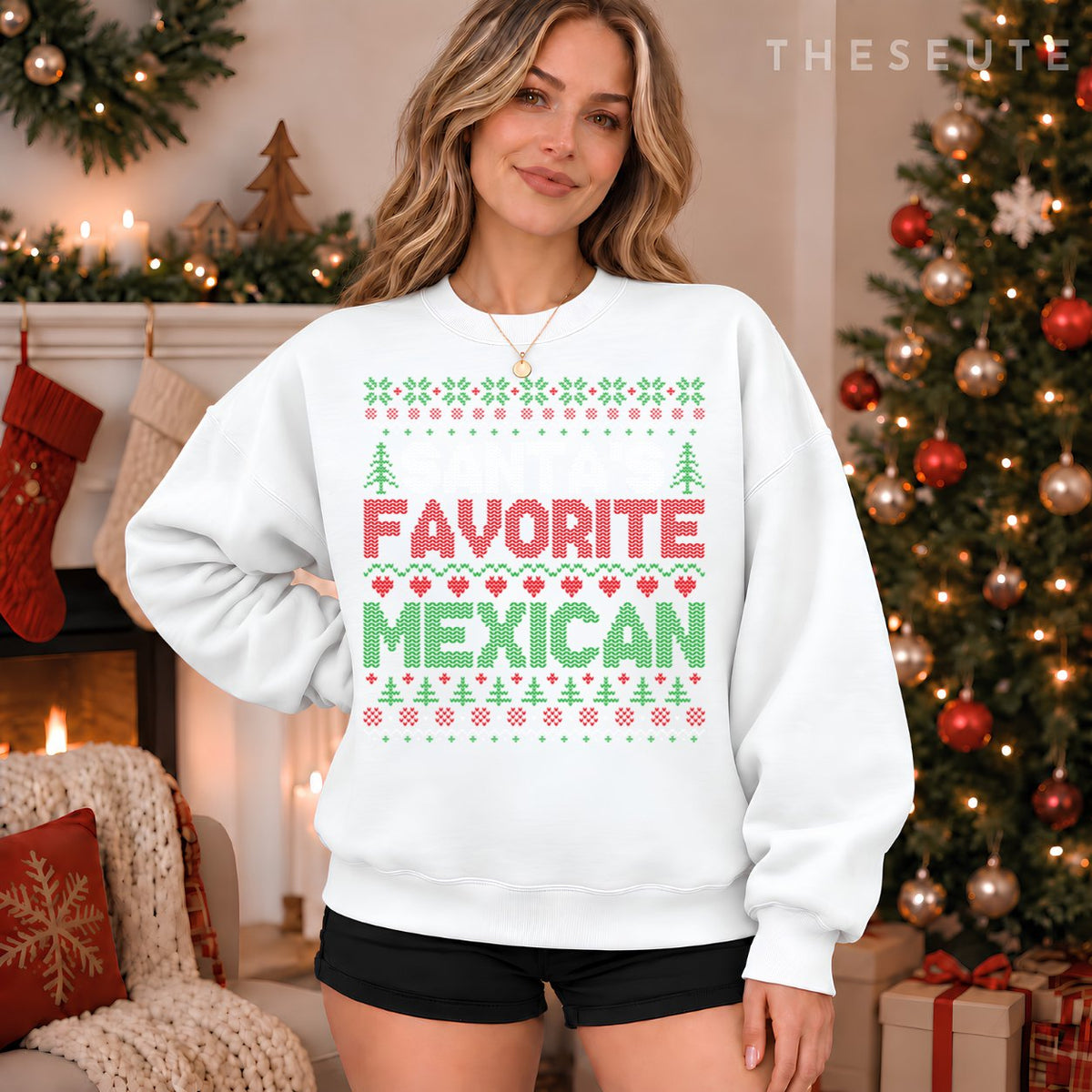 Xmas Santa's Favorite Mexican Funny Ugly Christmas Sweatshirt