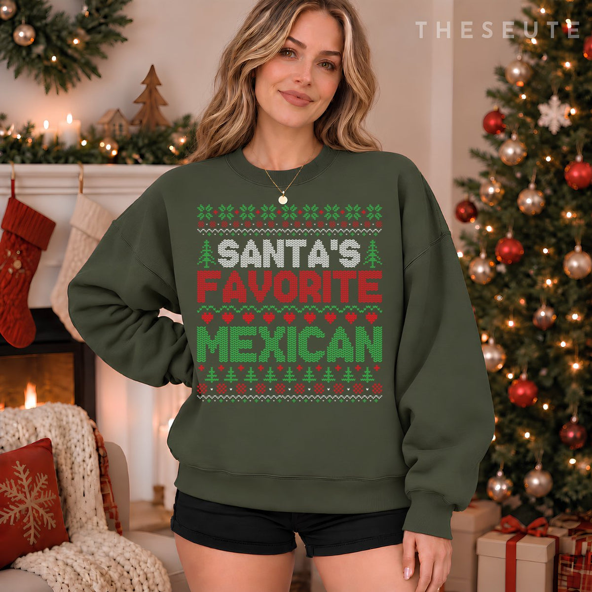 Xmas Santa's Favorite Mexican Funny Ugly Christmas Sweatshirt