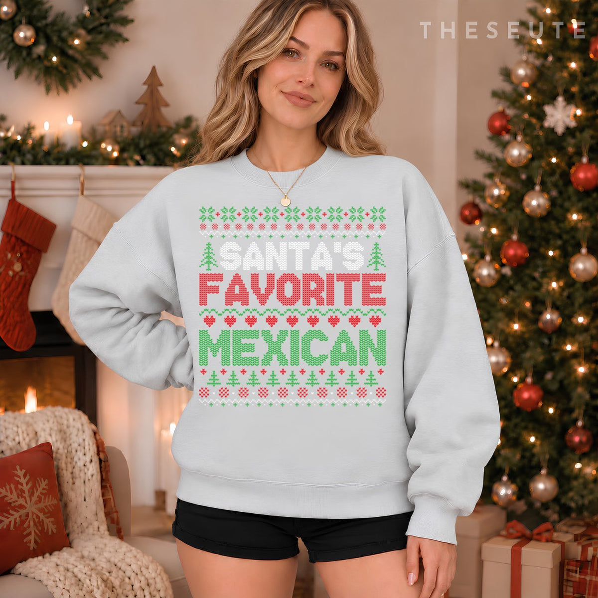 Xmas Santa's Favorite Mexican Funny Ugly Christmas Sweatshirt