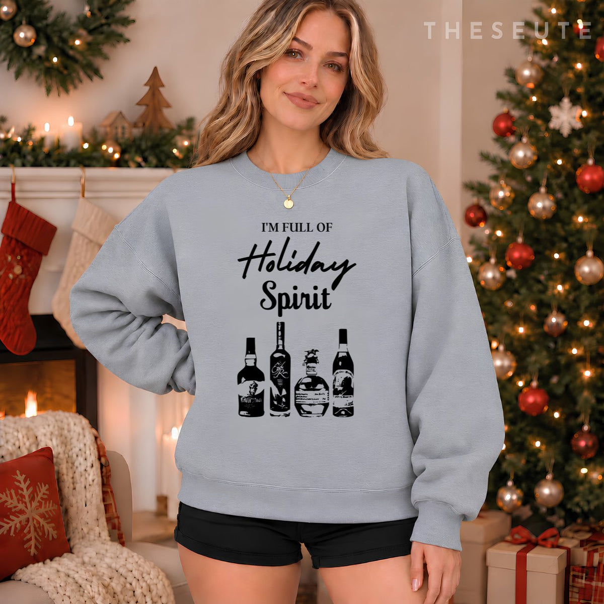 I'm Full of Holiday Spirit Bourbon Whiskey Funny Christmas Sweatshirt