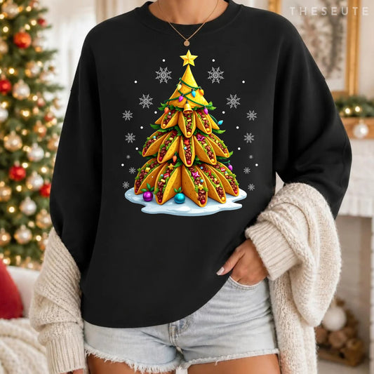 Taco Christmas Tree Xmas Mexican Food Men Women Kids Sweatshirt