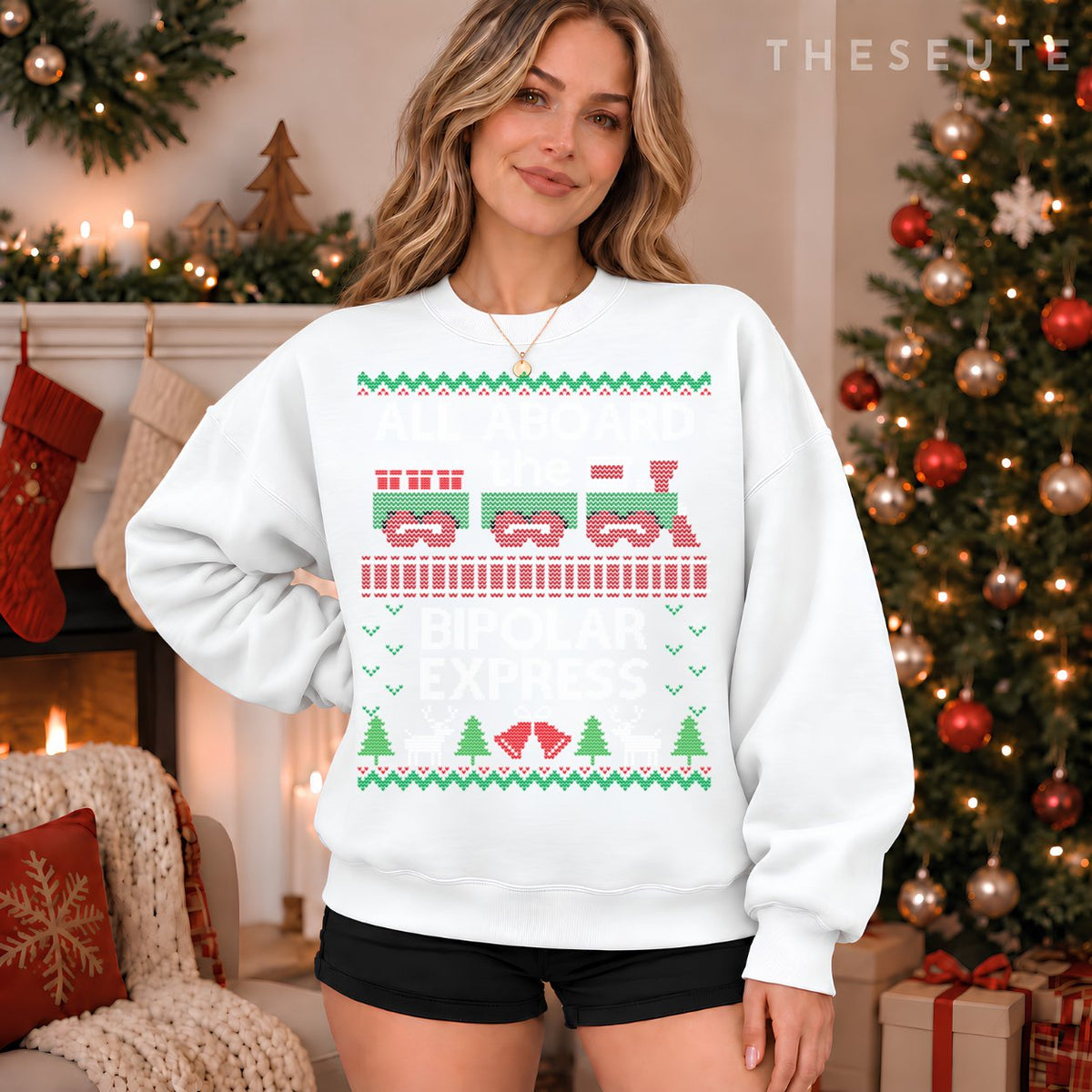 Funny Christmas jumper bipolar express train Sweatshirt