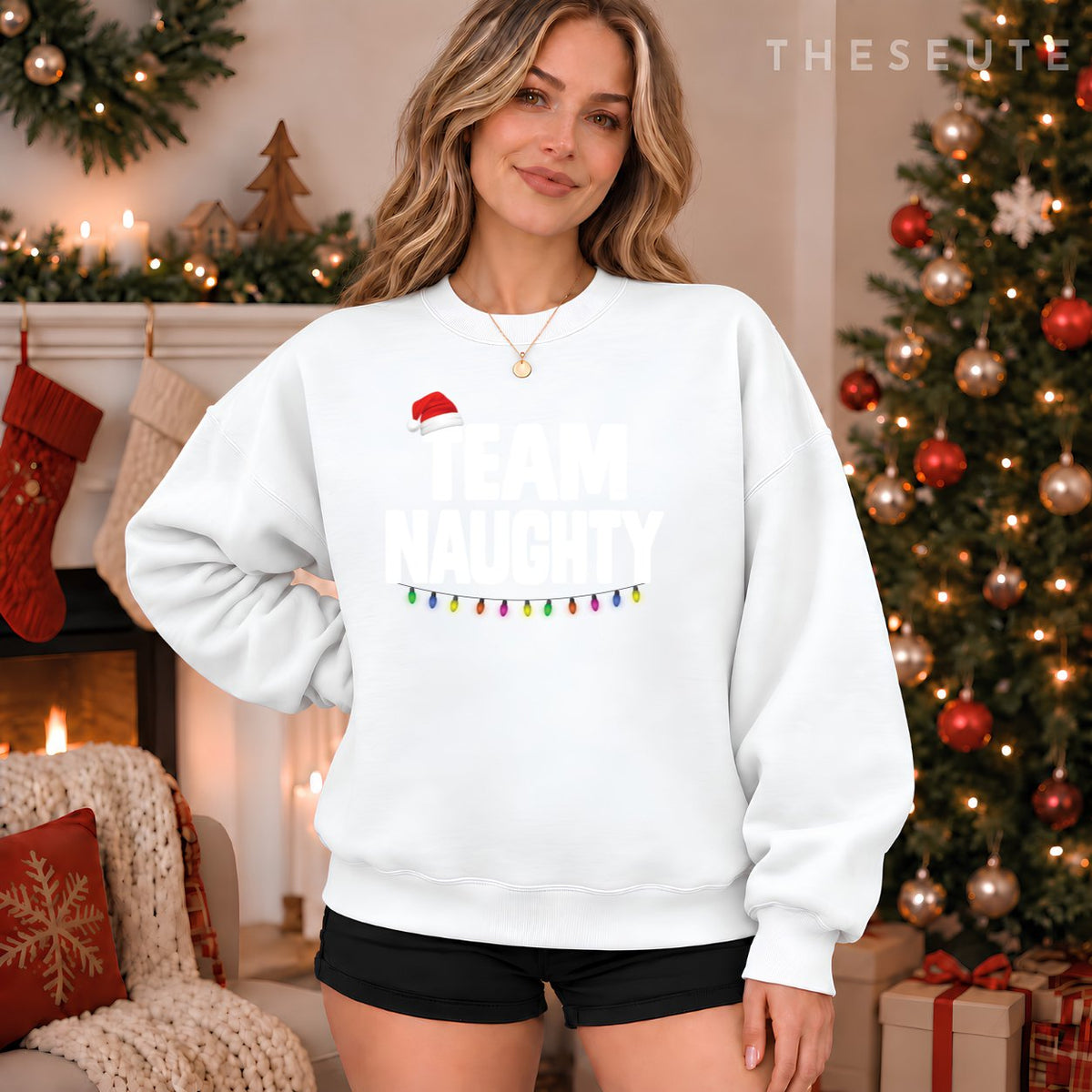 Team Naughty Funny Christmas Naughty Or Nice List Xmas Sweatshirt
