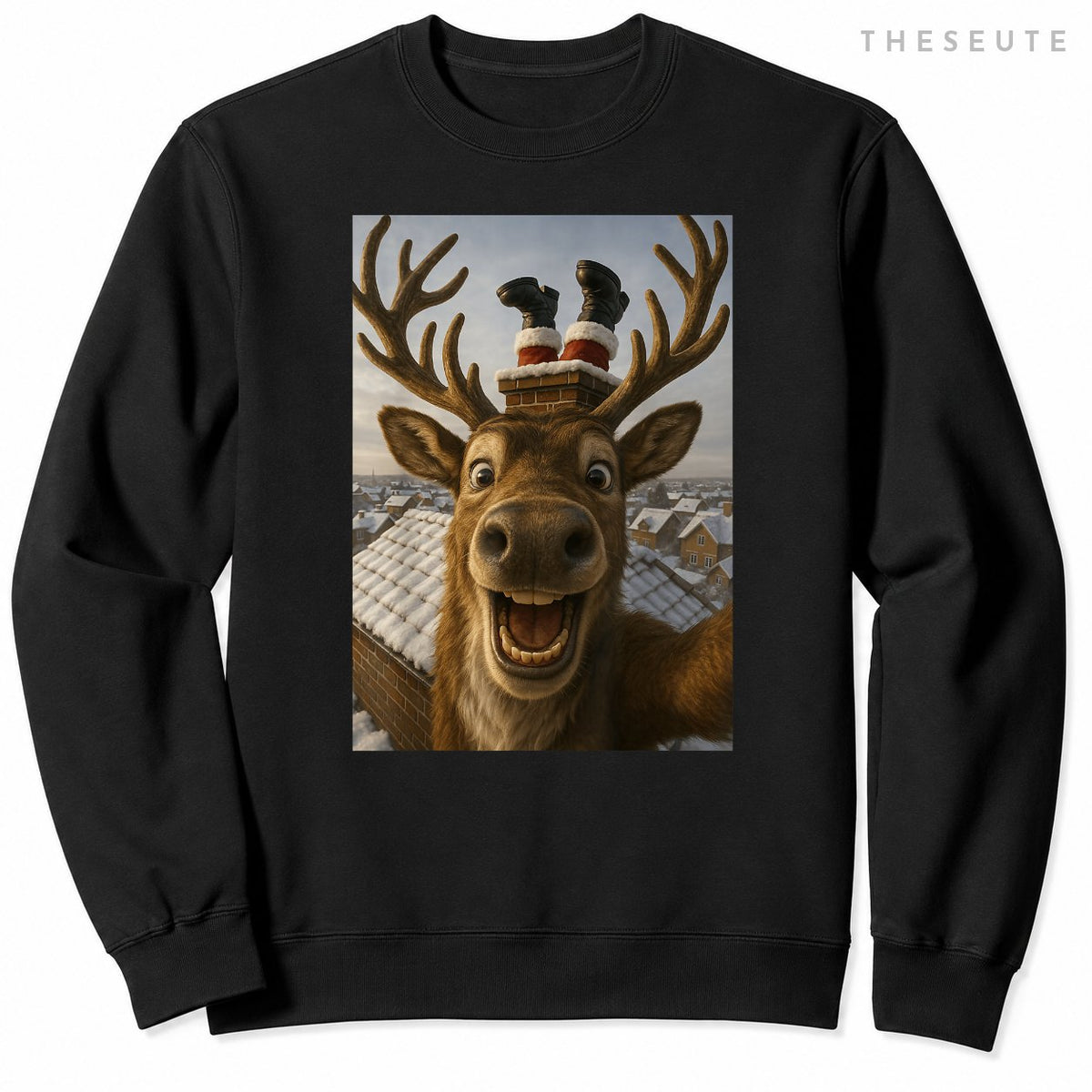 Funny Reindeer Selfie Santa Boys Girls Christmas Sweatshirt