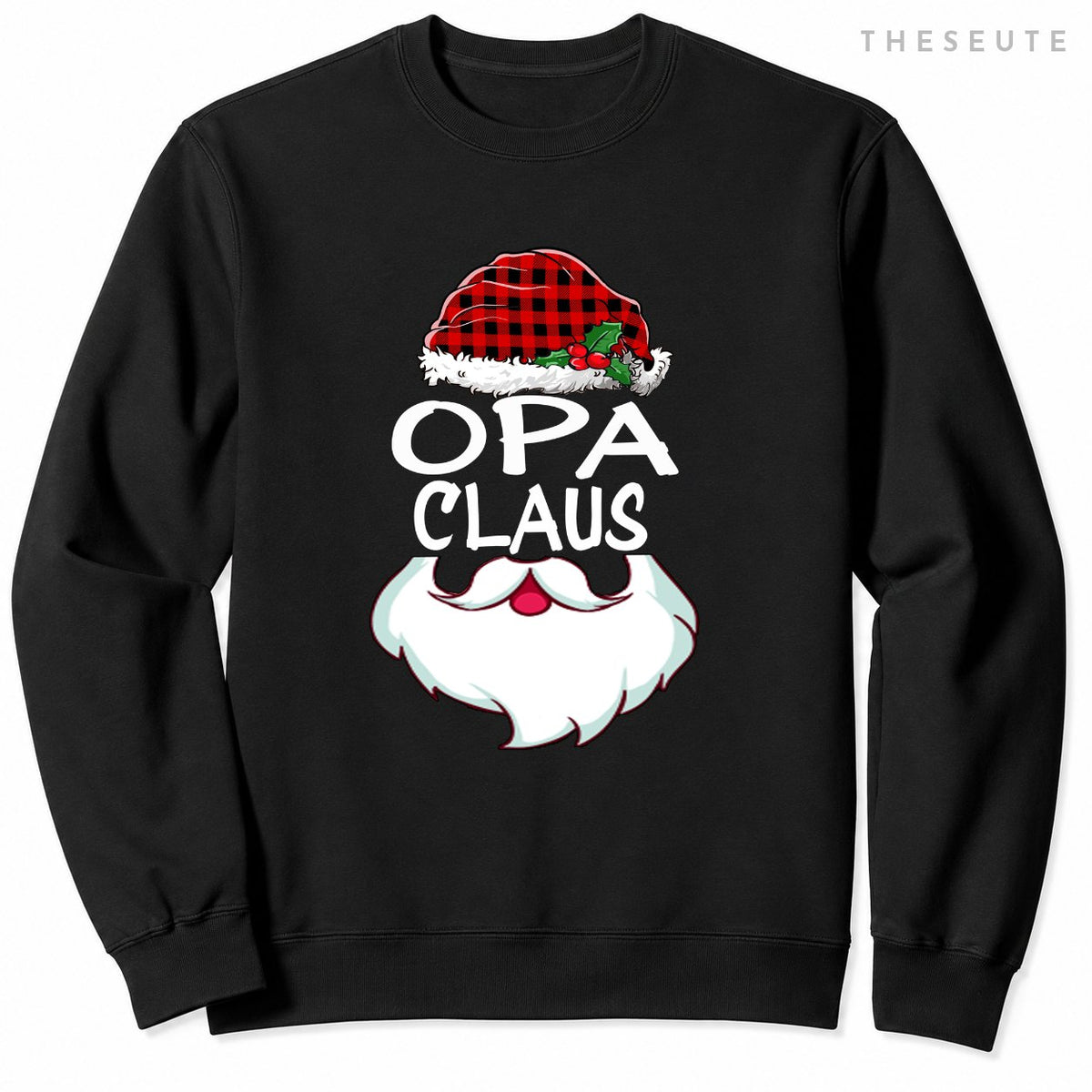 Opa Santa Claus red plaid funny family Christmas pajamas Dad Sweatshirt