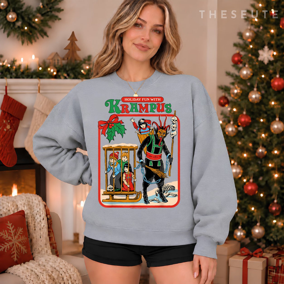 Fun with Krampus Christmas Retro Vintage Funny Adult Humor Sweatshirt