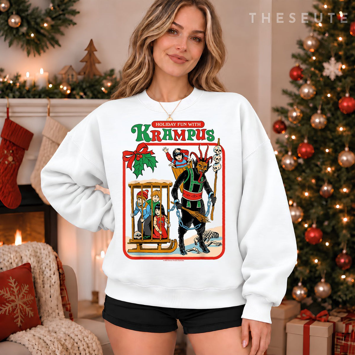 Fun with Krampus Christmas Retro Vintage Funny Adult Humor Sweatshirt