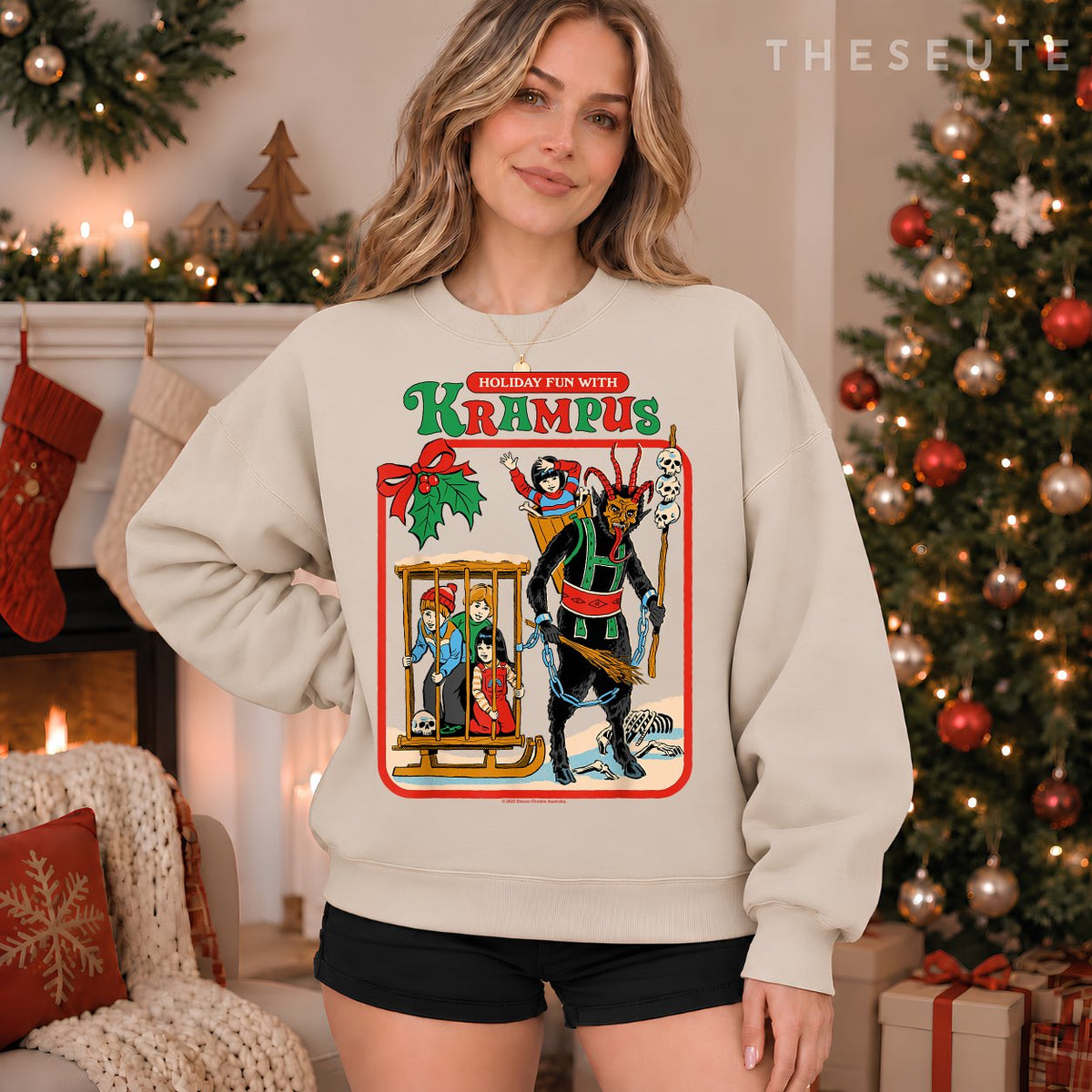 Fun with Krampus Christmas Retro Vintage Funny Adult Humor Sweatshirt