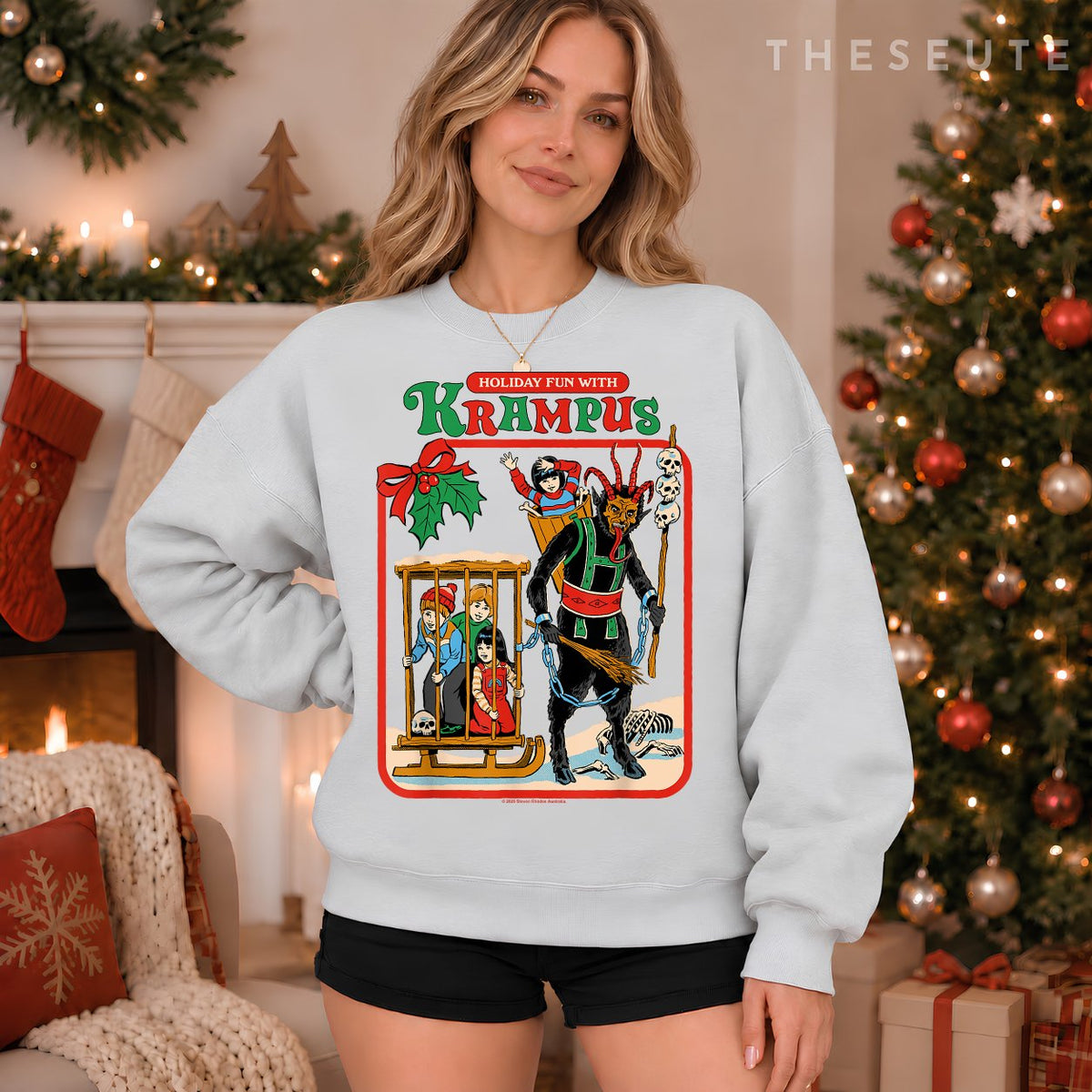 Fun with Krampus Christmas Retro Vintage Funny Adult Humor Sweatshirt