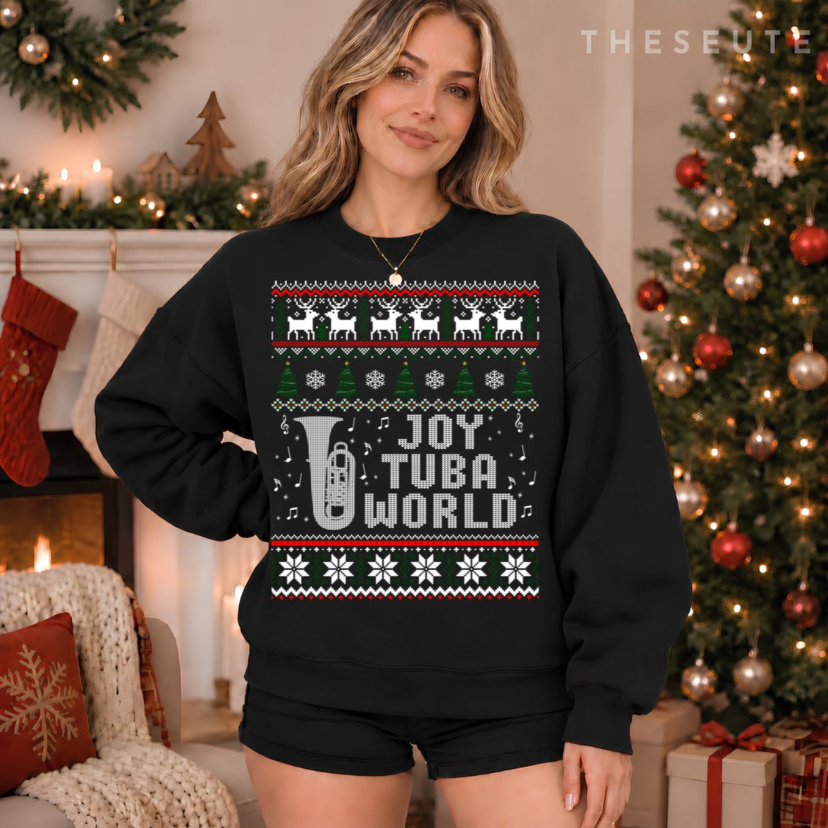 Joy Tuba World Funny Christmas Ugly Sweatshirt