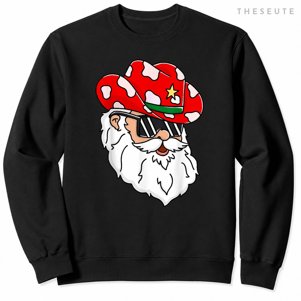 Santa Claus Western Cowboy hat Merry Christmas Funny Classic Sweatshirt