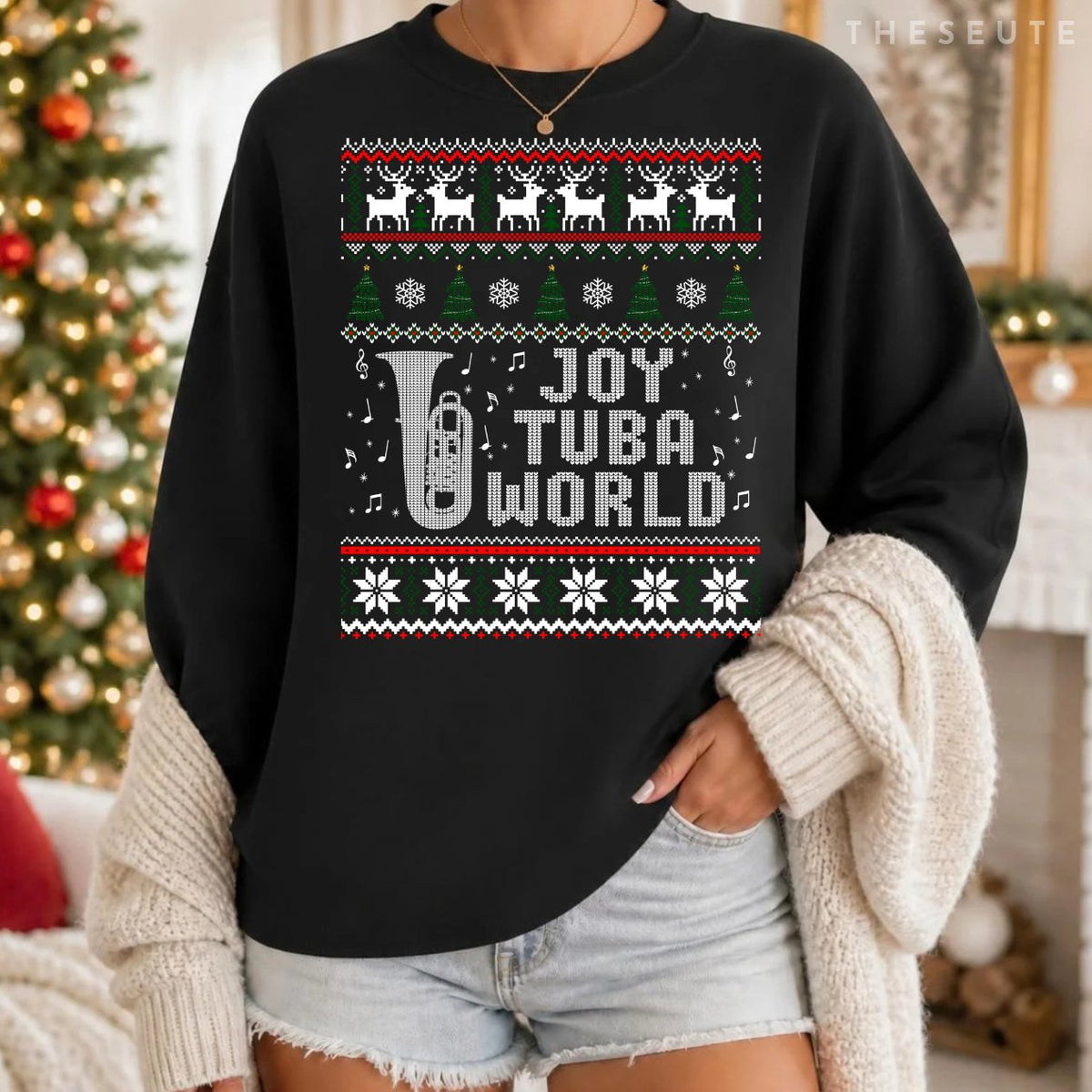 Joy Tuba World Funny Christmas Ugly Sweatshirt