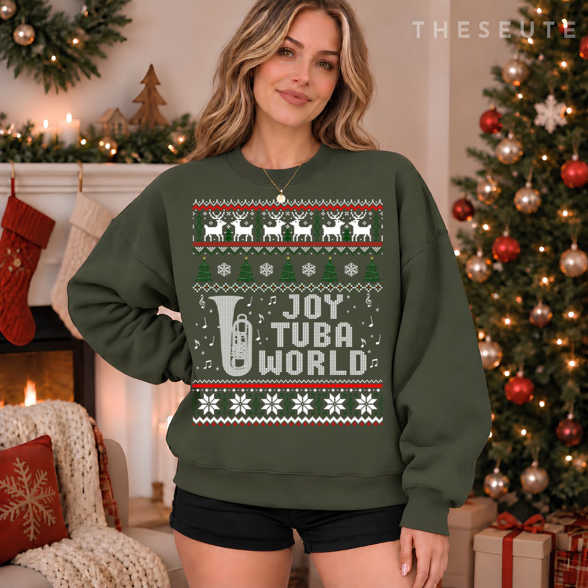 Joy Tuba World Funny Christmas Ugly Sweatshirt