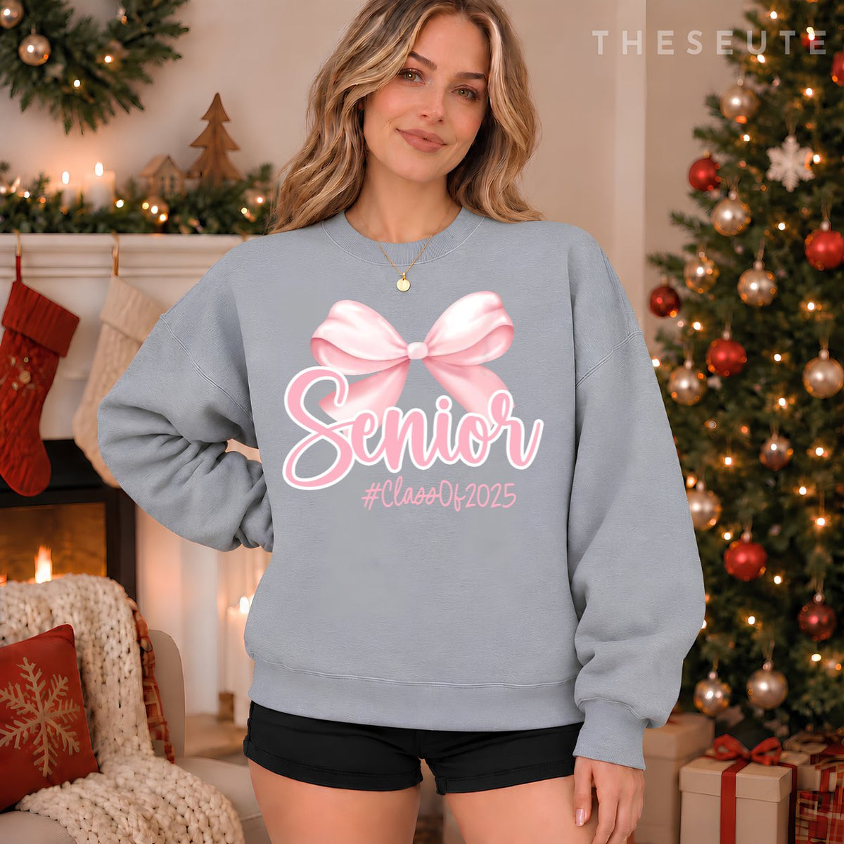 Senior 2025 Coquette Pink Bow Class of 2025 Graduation Sweatshirt
