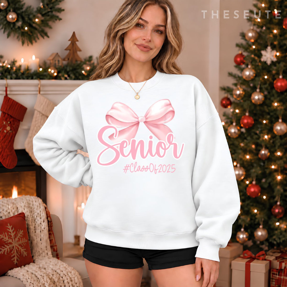 Senior 2025 Coquette Pink Bow Class of 2025 Graduation Sweatshirt
