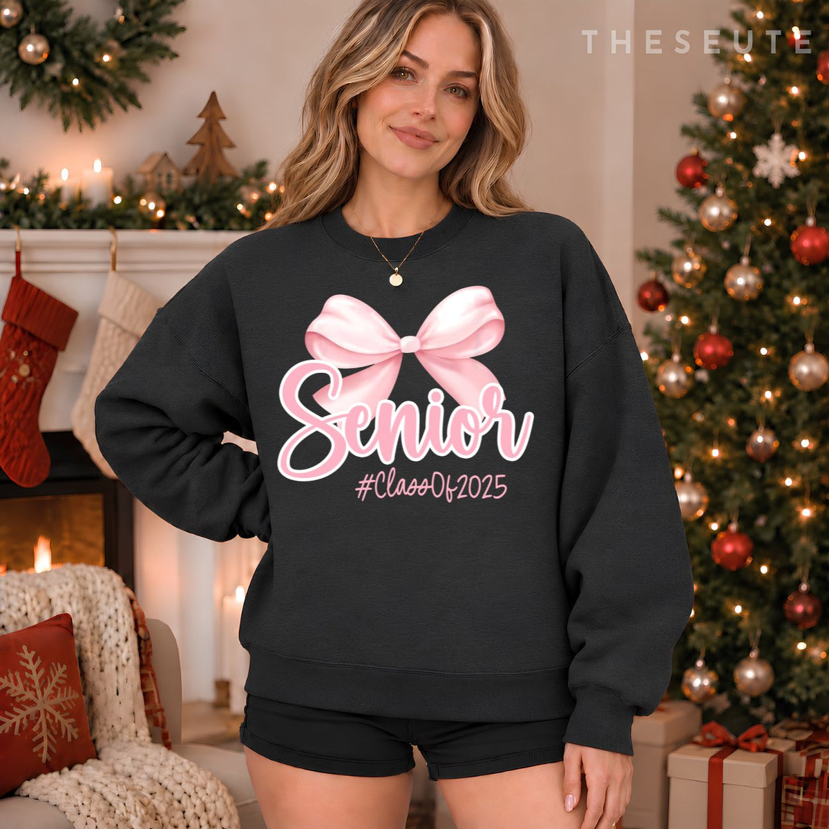 Senior 2025 Coquette Pink Bow Class of 2025 Graduation Sweatshirt