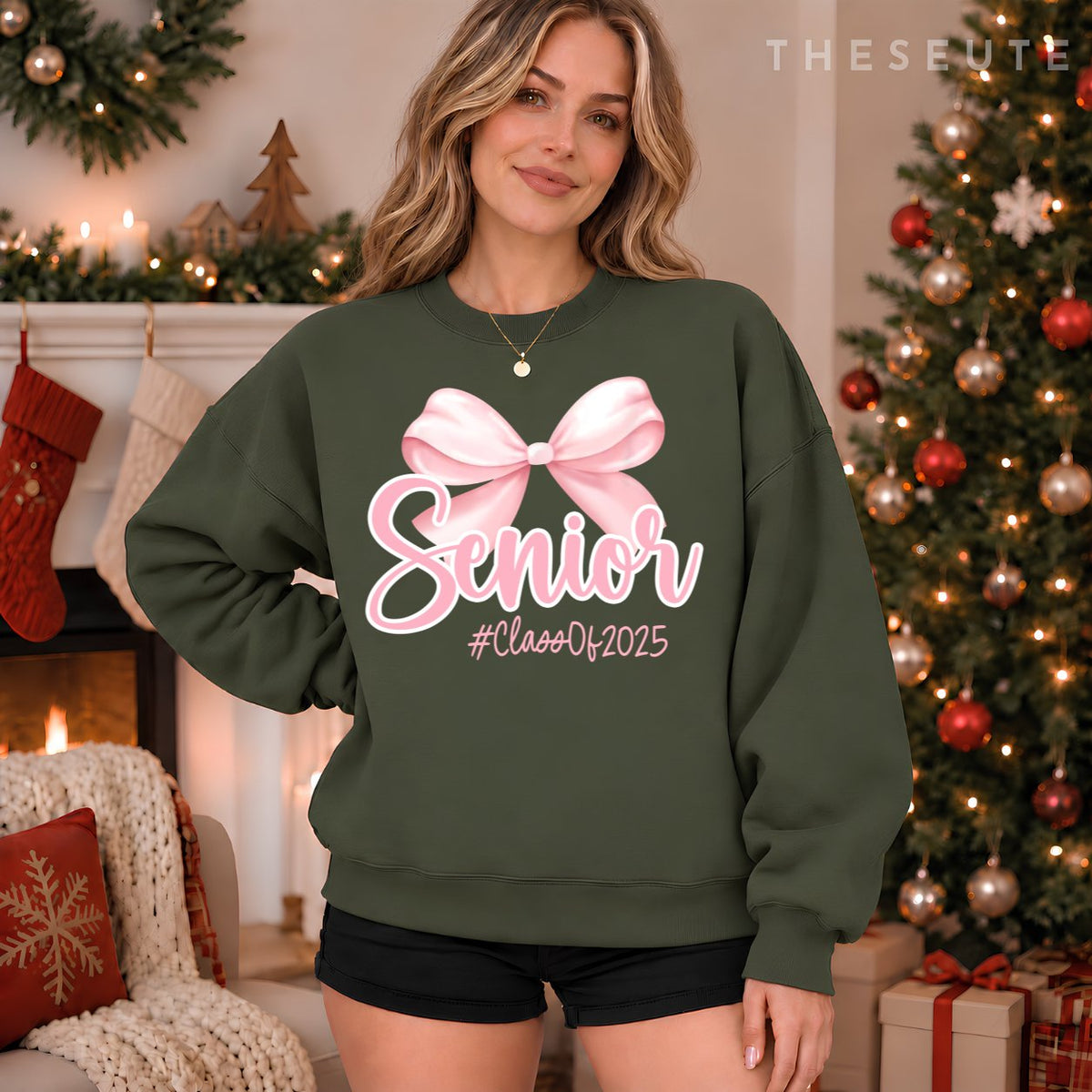 Senior 2025 Coquette Pink Bow Class of 2025 Graduation Sweatshirt