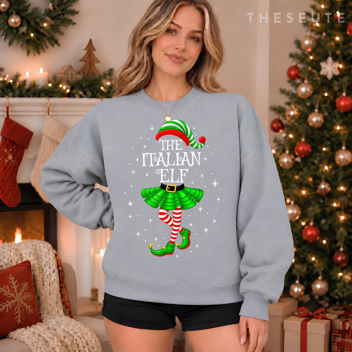 Italian Elf Christmas Matching Men Women Funny Xmas Holiday Sweatshirt
