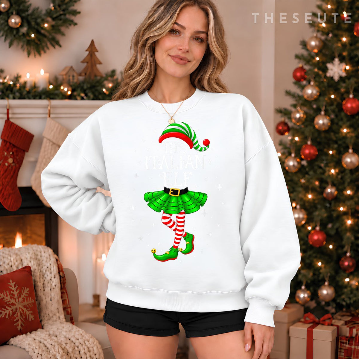 Italian Elf Christmas Matching Men Women Funny Xmas Holiday Sweatshirt