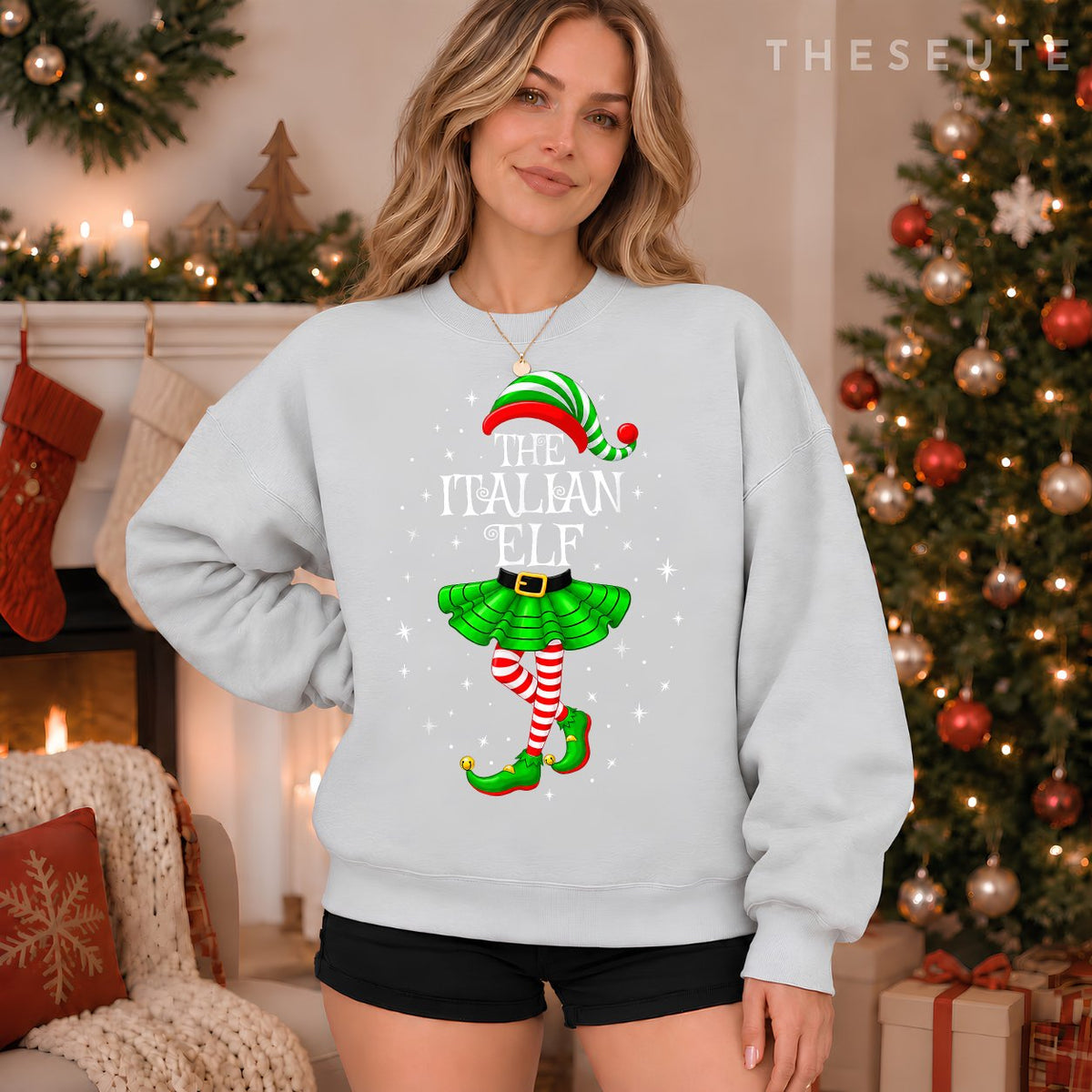 Italian Elf Christmas Matching Men Women Funny Xmas Holiday Sweatshirt